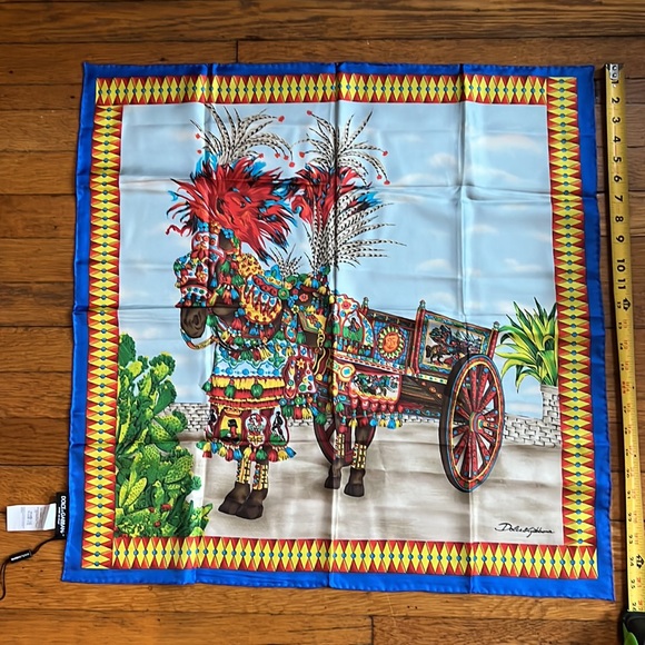 AUTH Dolce and Gabbana 100% Silk Italian Scarf - Picture 7 of 10
